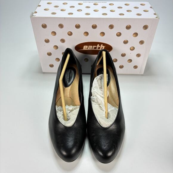 Earth Woodbury Wide Black Calf Leather Flat Slip On Sandal Women’s Size 10D - Picture 3 of 8